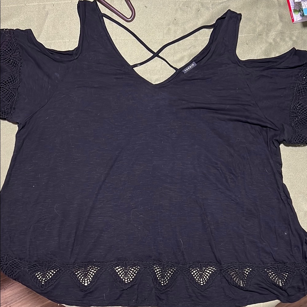 Torrid Black Cold Shoulder Blouse